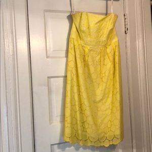 Shoshanna strapless yellow lace dress size 0